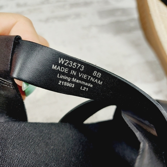 NEW Cole Haan Crystal Black Leather Buckle Sling Back Summer Wedge Sandals H328 - Picture 13 of 14